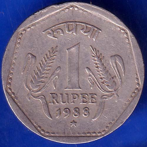 Republic India 1988 Hyderabad Mint One Rupee Coin ANH1038