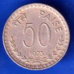 Republic India 1973 Bombay Mint 50 Paise Rare coin ANH2880