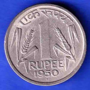 Governnment Of India 1950 One Rupee BOMBAY MINT Coin ANH3195