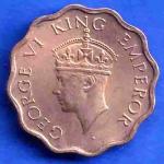 British India 1941 George VI Bombay Mint King One Anna Coin ANH3434