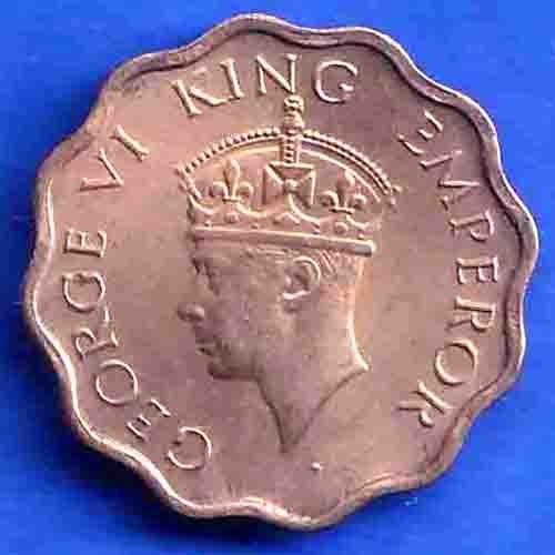 British India 1941 George VI Bombay Mint King One Anna Coin ANH3434