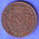 1876 Belgium 2 Centimes Coin HSK890