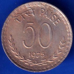 Republic India 1975 Bombay Mint 50 Paise Coin ANH440
