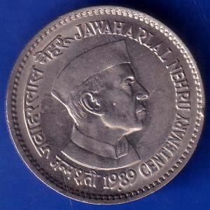 Republic India 1989 Jawaharlal Nehru Centenary 1 Rupee Coin ANH537