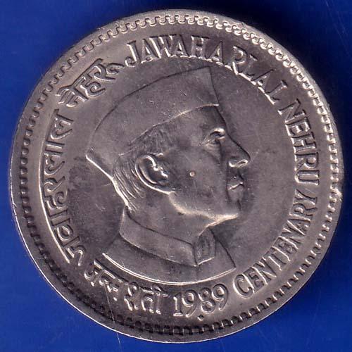 Republic India 1989 Jawaharlal Nehru Centenary 1 Rupee Coin ANH537