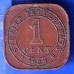 1920 Straits Settlements 1 Cent – George V copper coin ANH3033