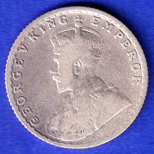 British India 1915 Bombay Mint George V King Emperor 1/4 Rupee Coin HSK438