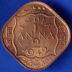 British India 1942 George VI King Half Anna Coin ANH1288