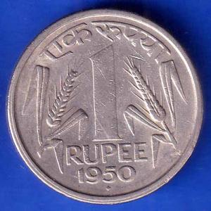 Governnment Of India 1950 Bombay Mint One Rupee Coin ANH2881
