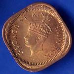 British India 1942 George VI King Half Anna Coin ANH1288
