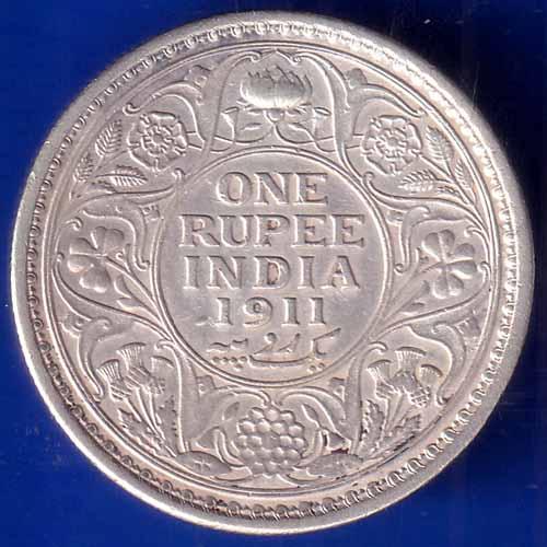 British India 1911 George V King One rupee Rare Coin ANH1539