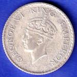 BRITISH INDIA 1940 george vi BOMBAY MINT 1/4 RUPEE SILVER COIN HSK247