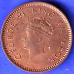 BRITISH INDIA 1940 1/2 PICE GEORGE VI COPPER COIN  HSK600