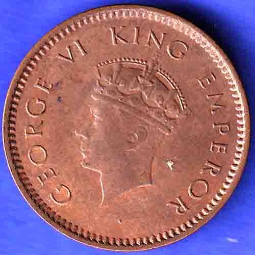 BRITISH INDIA 1940 1/2 PICE GEORGE VI COPPER COIN  HSK600