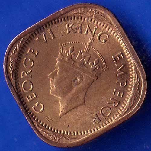 British India 1944 George VI King Half Anna Coin ANH1289