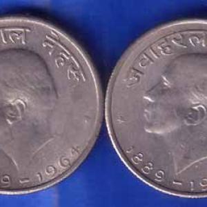 SET OF 2 : REPUBLIC INDIA 50 PAISA 1889-1964 BOMBAY MINT COINS ANH1589
