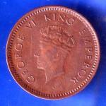 BRITISH INDIA 1939 GORGE VI KING 1/2 PICE BOMBAY MINT RARE COIN ANH2991