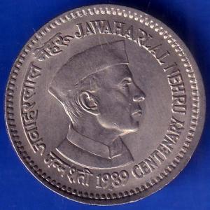 Republic India 1989 Jawaharlal Nehru Centenary 1 Rupee Coin ANH838