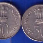 SET OF 2 : REPUBLIC INDIA 50 PAISA 1889-1964 BOMBAY MINT COINS ANH1589