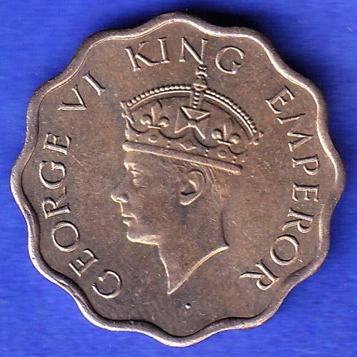 British India 1941 George VI Bombay Mint King One Anna Coin HSK440
