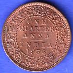 BRITISH INDIA 1936 GORGE V KING ONE QUARTER ANNA COPPER COIN HSK747