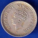 British India 1944 Bombay Mint George VI Quarter Rupee Coin ANH1291