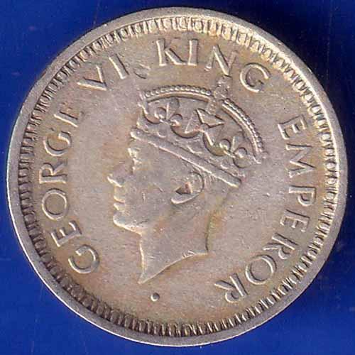British India 1944 Bombay Mint George VI Quarter Rupee Coin ANH1291