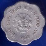 Republic India 1982 Hyderabad Mint World Food Day 10 Paise Coin ANH1541