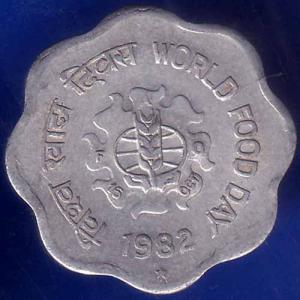 Republic India 1982 Hyderabad Mint World Food Day 10 Paise Coin ANH1541