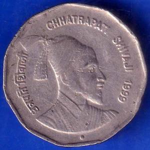 Republic India 1999 Chhatrapati Shivaji 2 Rupee NOIDA MINT Coin ANH1639