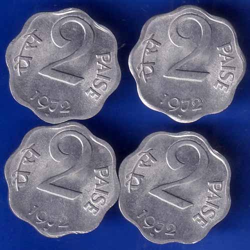 SET OF 4 : REPUBLIC INDIA 1972 TWO PAISA HYDERABAD MINT COINS ANH1698
