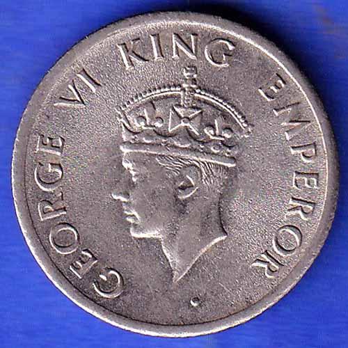 UNC British India 1947 George vi king Quarter rupee bombay mint coin ANH3337