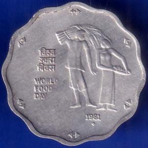 Republic India 1981 Bombay Mint World Food Day 10 paisa coin ANH942