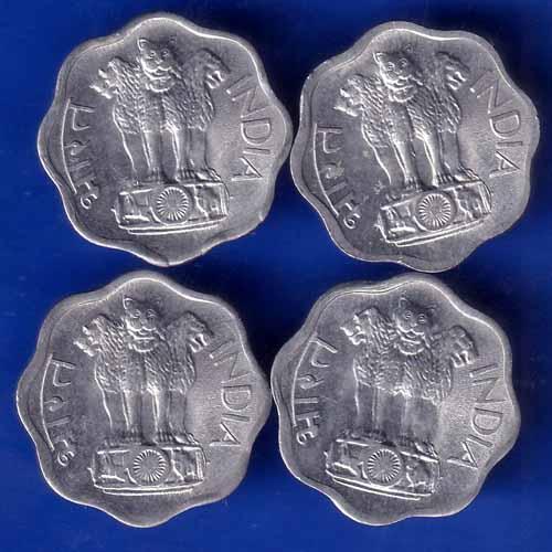SET OF 4 : REPUBLIC INDIA 1972 TWO PAISA HYDERABAD MINT COINS ANH1698