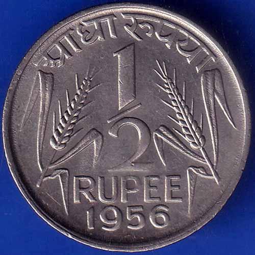 Goverment of India 1956 1/2 rupee ANH1293