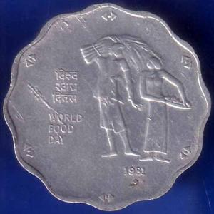 republic india 1981 world food day 10 paisa BOMBAY MINT coin ANH1542