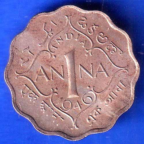 British India 1946 George VI King 1 Anna Coin ANH2537