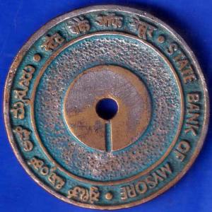 BANK TOKEN STATE BANK OF MYSORE HONGAHALLY 55 ANH1399