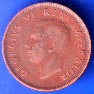 South Africa 1/2D – George VI REX Imperator SOUTH AFRICA – SUID AFRIKA 1940 Coin ANH3041