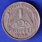 Goverment of India 1956 half rupee kolkata MINT COIN HSK349