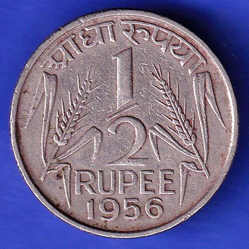 Goverment of India 1956 half rupee kolkata MINT COIN HSK349