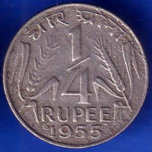 Government Of India 1955 Quarter Rupee Coin ANH1545