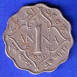 British India 1939 Bombay Mint George VI King 1 Anna Coin ANH3247