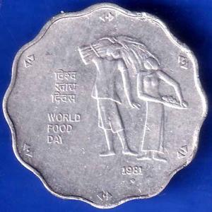 republic india 1981 world food day 10 paisa BOMBAY MINT coin ANH1848