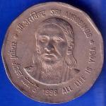 Republic India 1998 All Life Is Yoga SRI Aurobindo 2 Rupee Coin ANH796