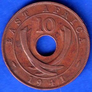 EAST AFRICA 1941 TEN CENTS Georgivs VI REX ET IND.IMP Coin ANH296