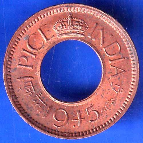 British India 1945 Bombay Mint George VI King 1 Pice Copper Coin ANH2740