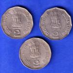 3 Coins Set:- Republic India 2003 or 2000 National Integration 2 Rupees Coin ANH3294