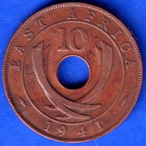 EAST AFRICA 1941 TEN CENTS Georgivs VI REX ET IND.IMP Coin ANH296