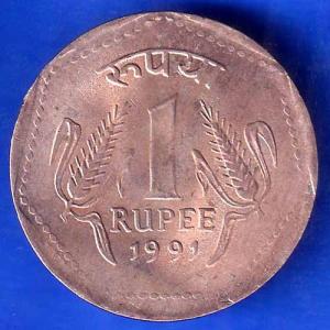 Republic India 1991 Hyderabad Mint One Rupee Coin ANH1797